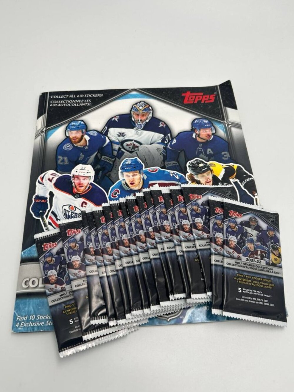 2021-22 Topps NHL Hockey Sticker Album + 18 Sealed Packs! 🏒📦